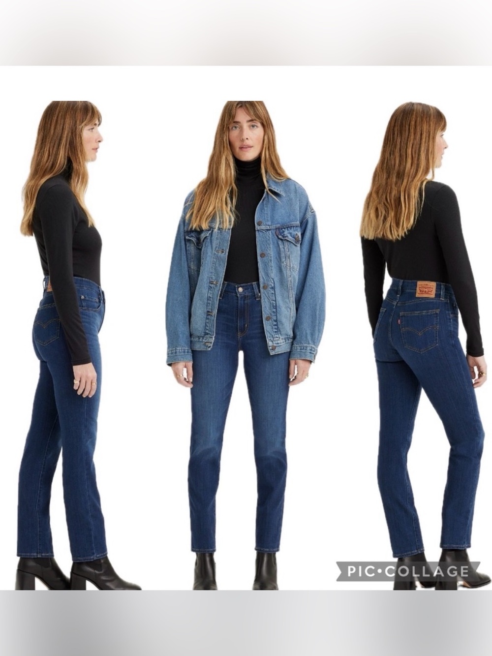 Levi's 724 High Rise Straight Leg Jeans Medium Dark Wash Size 26 classic denim